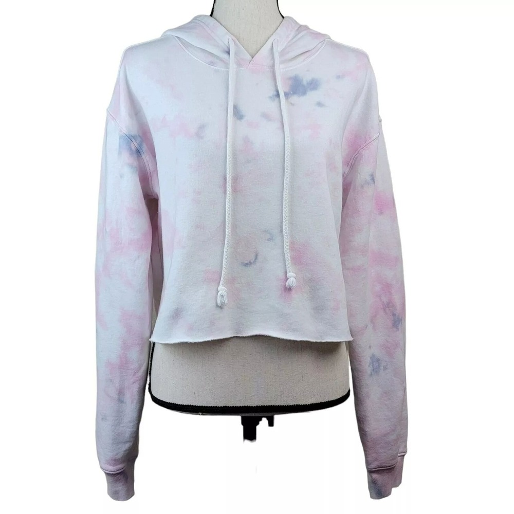 Wild Fable Tie Dye Hoodie Juniors S Pink Blue Pastel Crop Fleece Pullover Casual